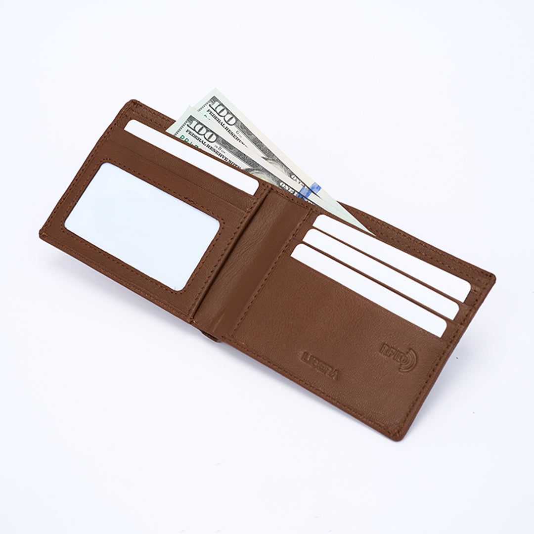 Genuine Leather RFID Wallet - Tan