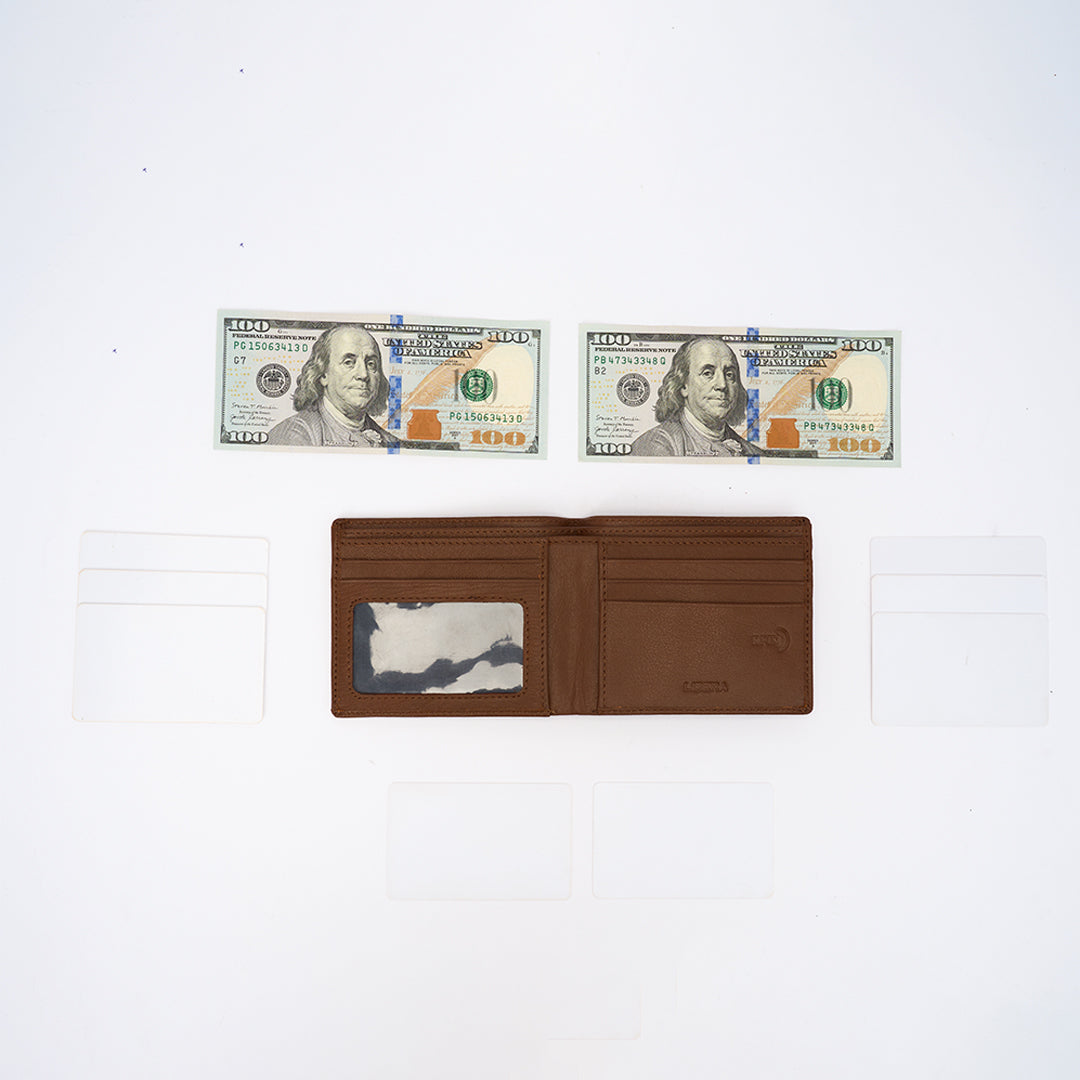 Genuine Leather RFID Wallet - Tan
