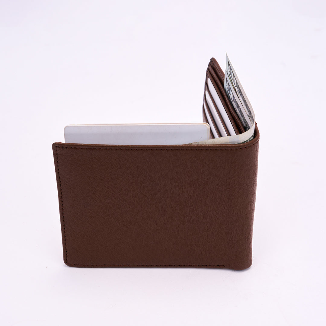 Genuine Leather RFID Wallet - Tan