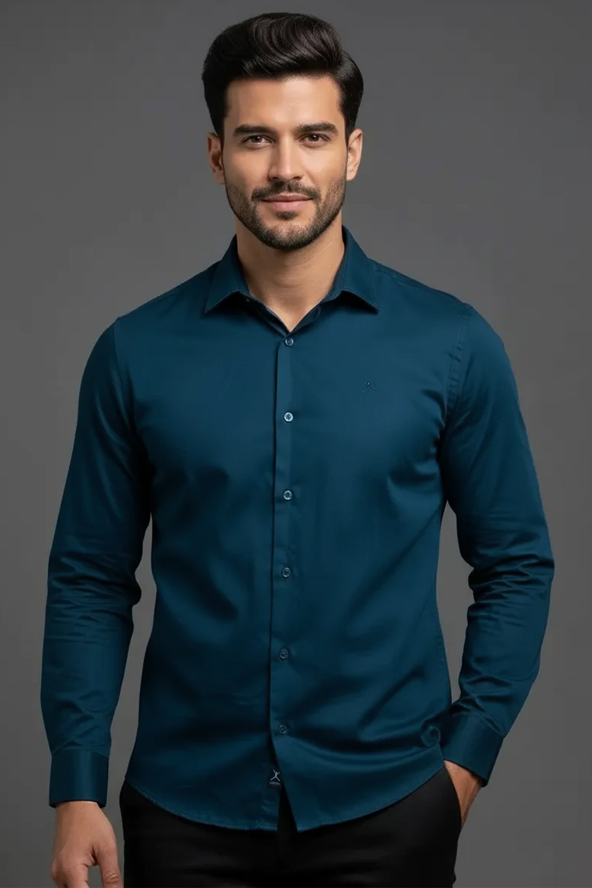Slim Fit Plain Shirt - L/S
