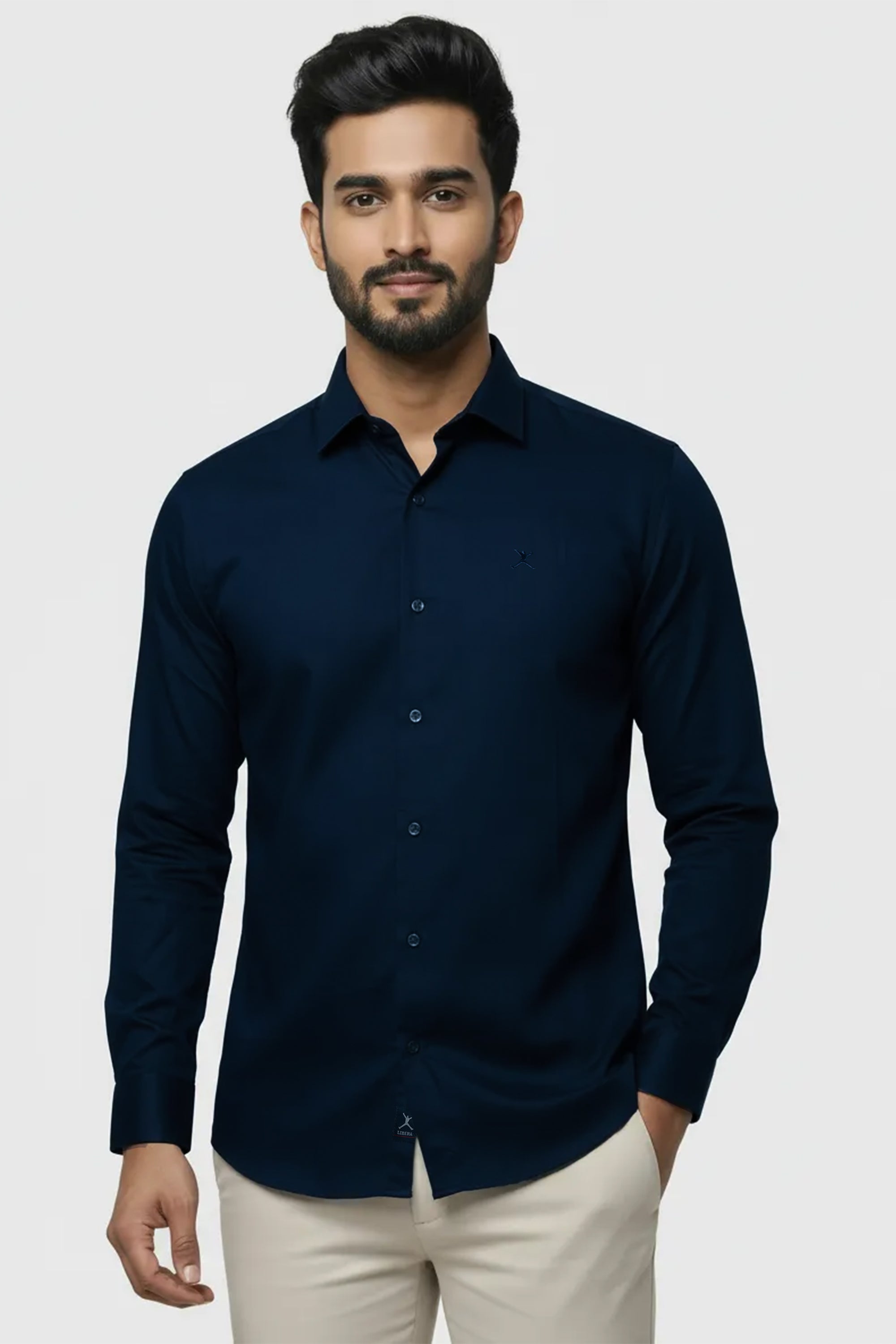 Slim Fit Plain Shirt - L/S