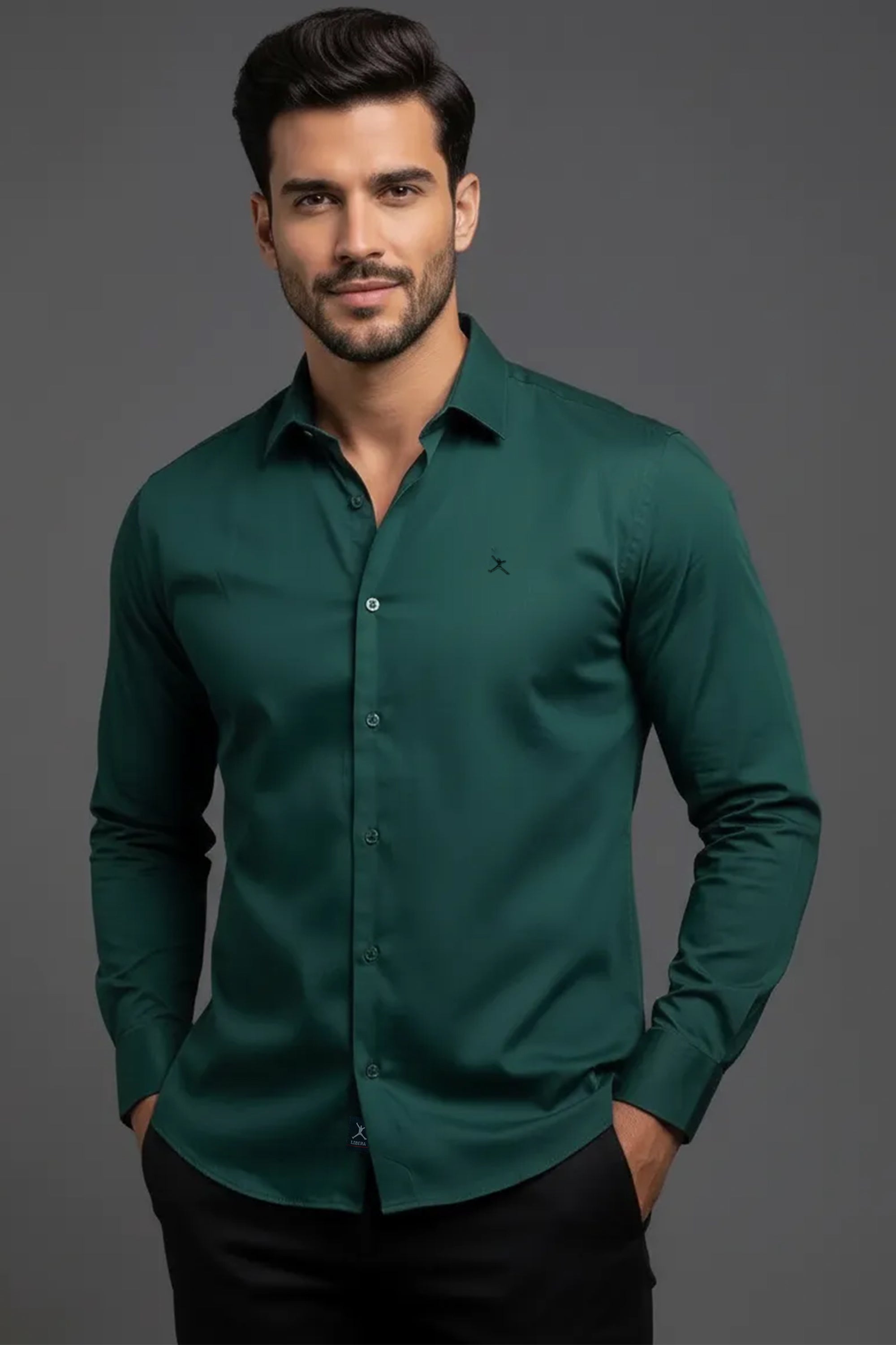 Slim Fit Plain Shirt - L/S