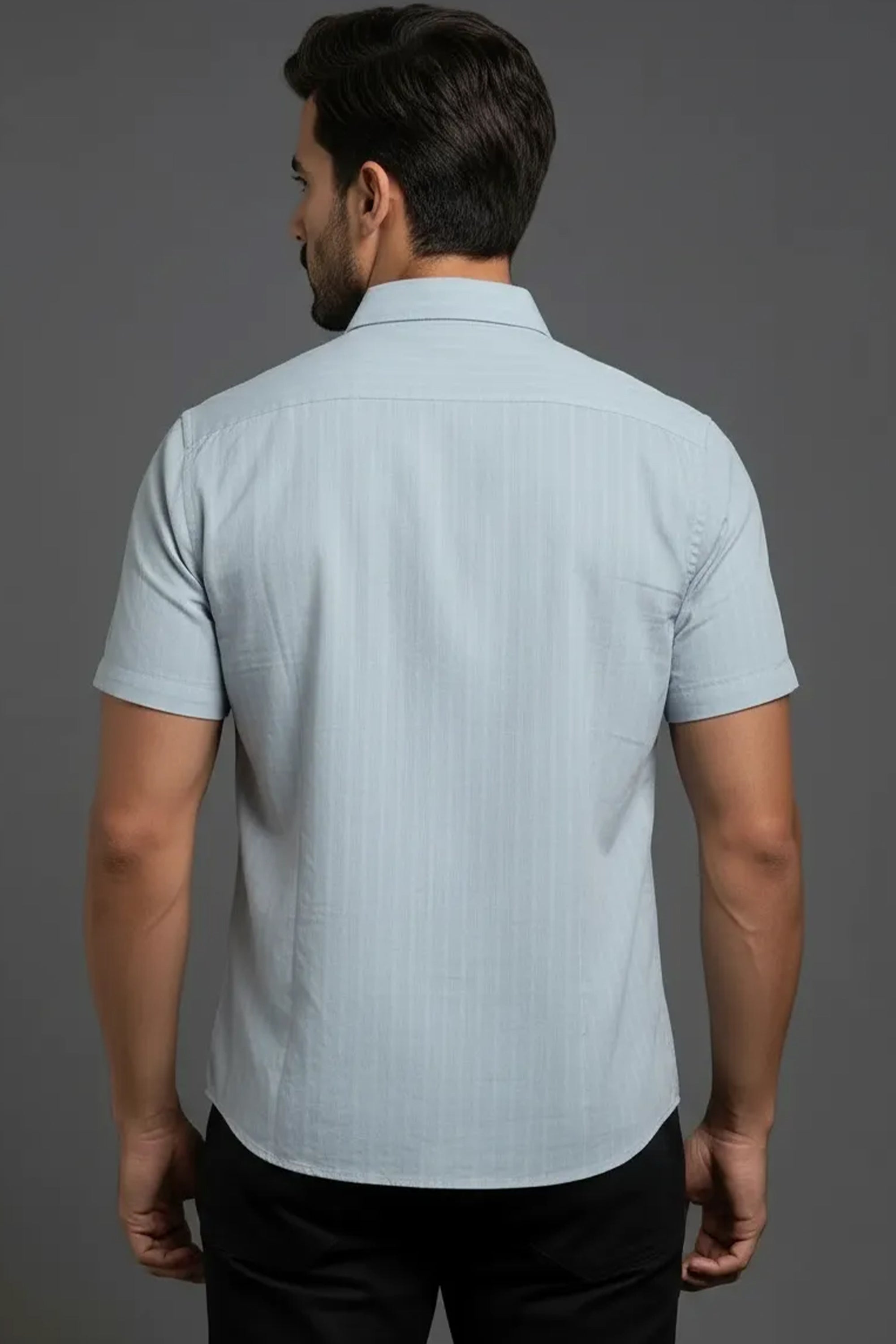 Slim Fit Cotton Plain Stripes Shirt