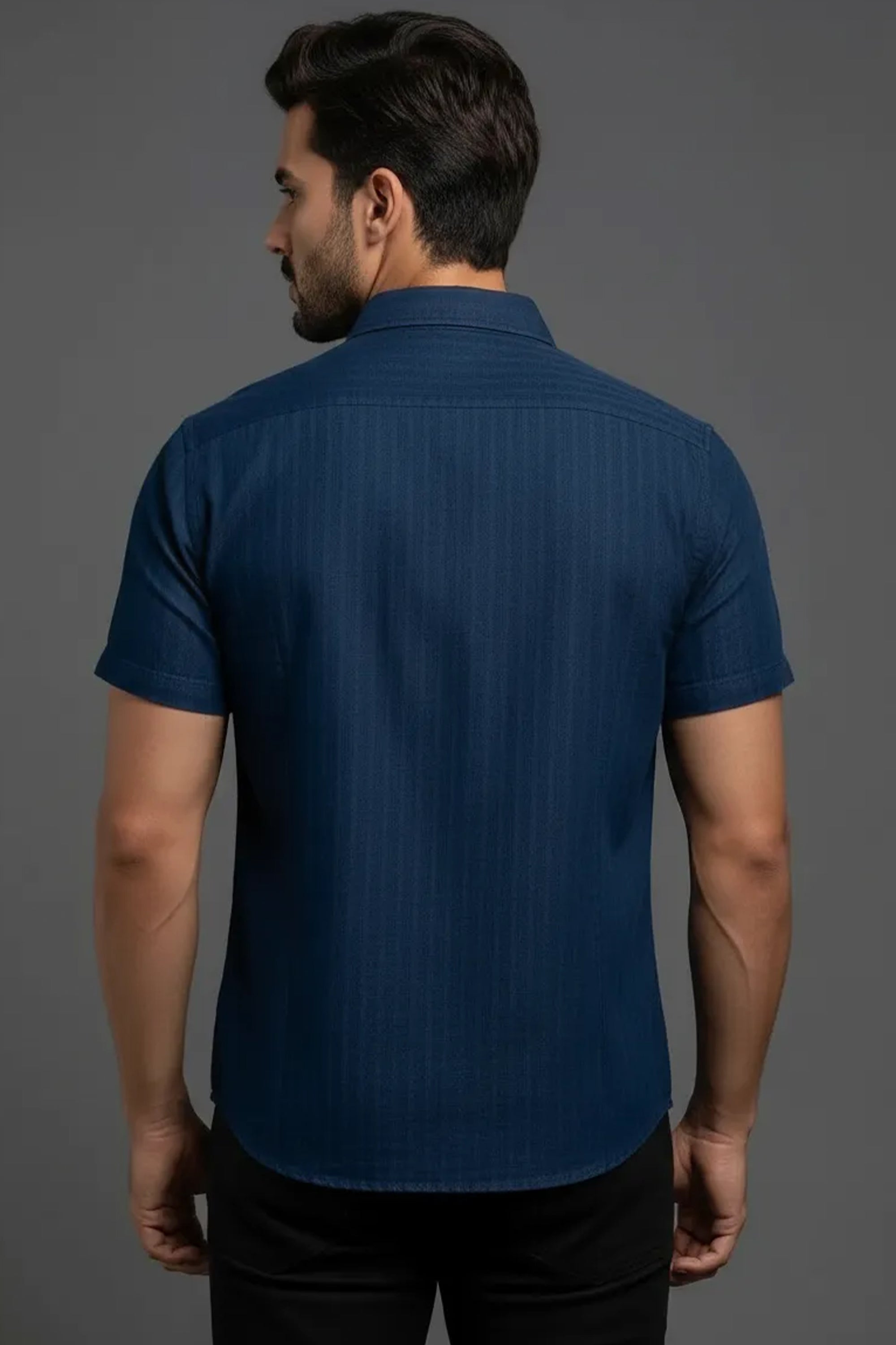 Slim Fit Cotton Plain Stripes Shirt