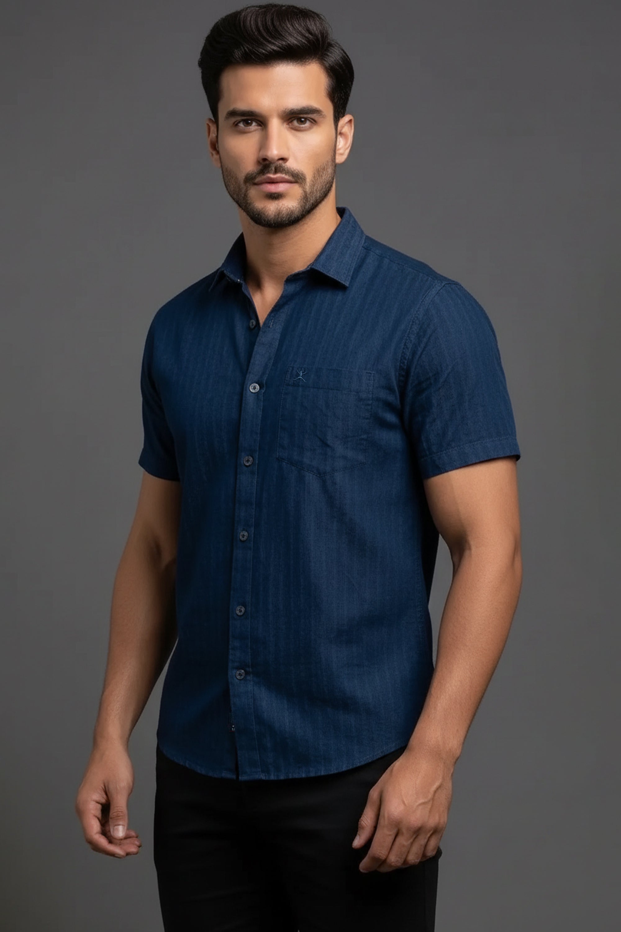 Slim Fit Cotton Plain Stripes Shirt