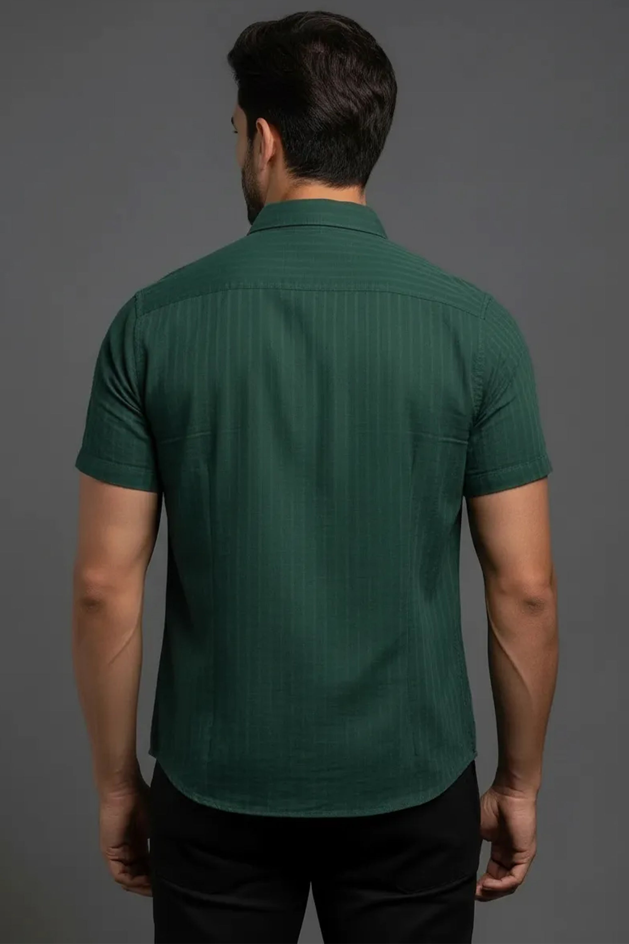 Slim Fit Cotton Plain Stripes Shirt