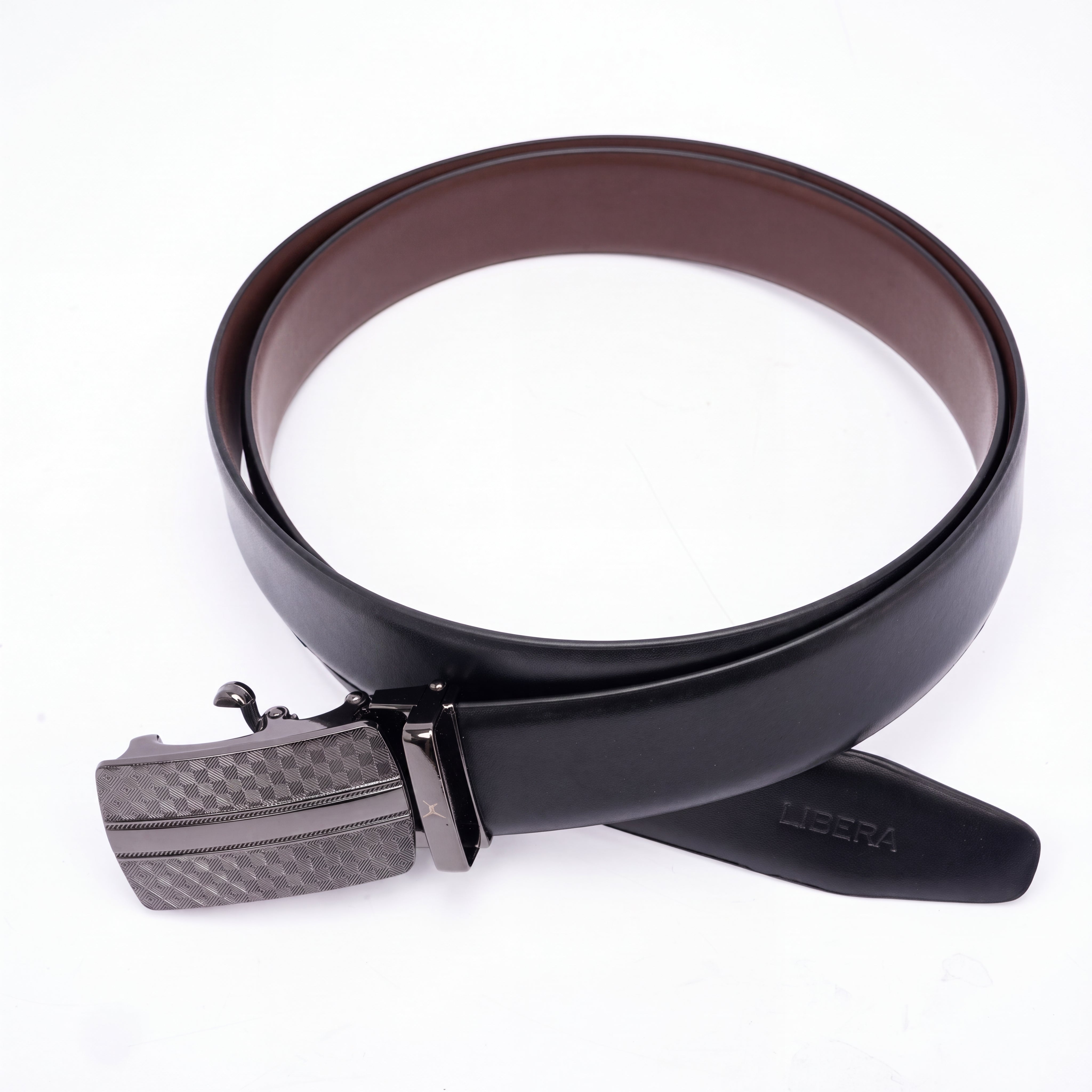 Genuine Leather Auto Lock Belt - Black | Light Brown