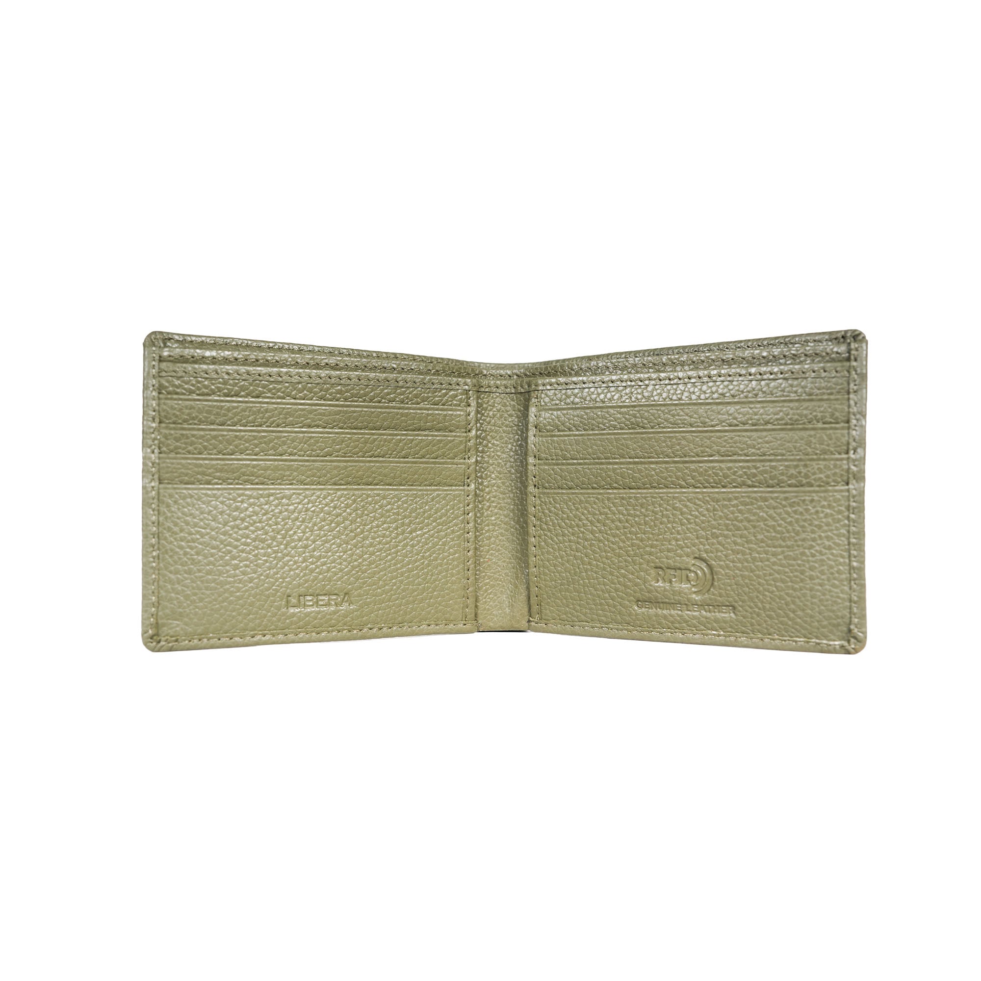 Italian Leather RFID Pebbled Wallet - Laurel Green