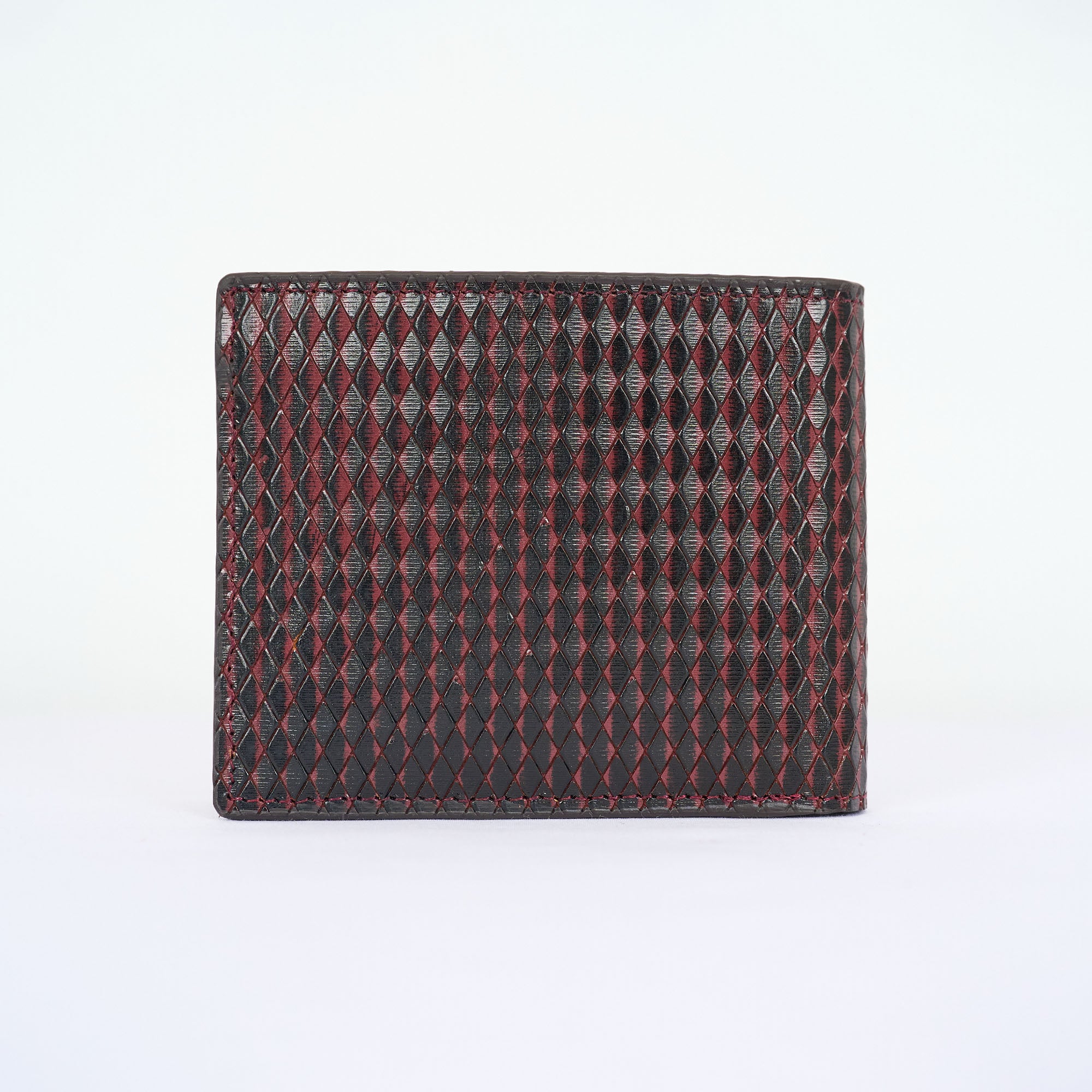 RFID Diamond Patterned Leather Wallet - Maroon