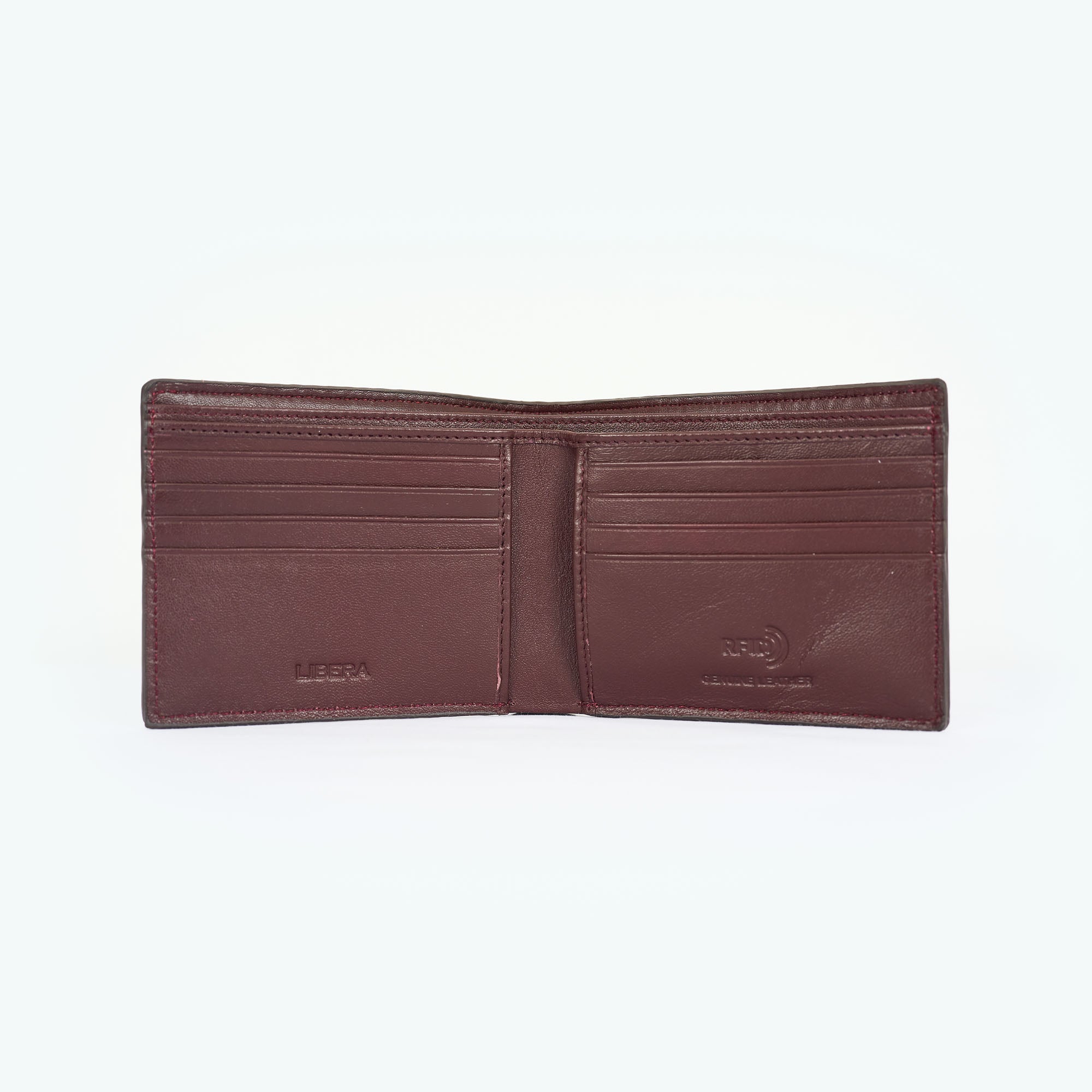 RFID Diamond Patterned Leather Wallet - Maroon