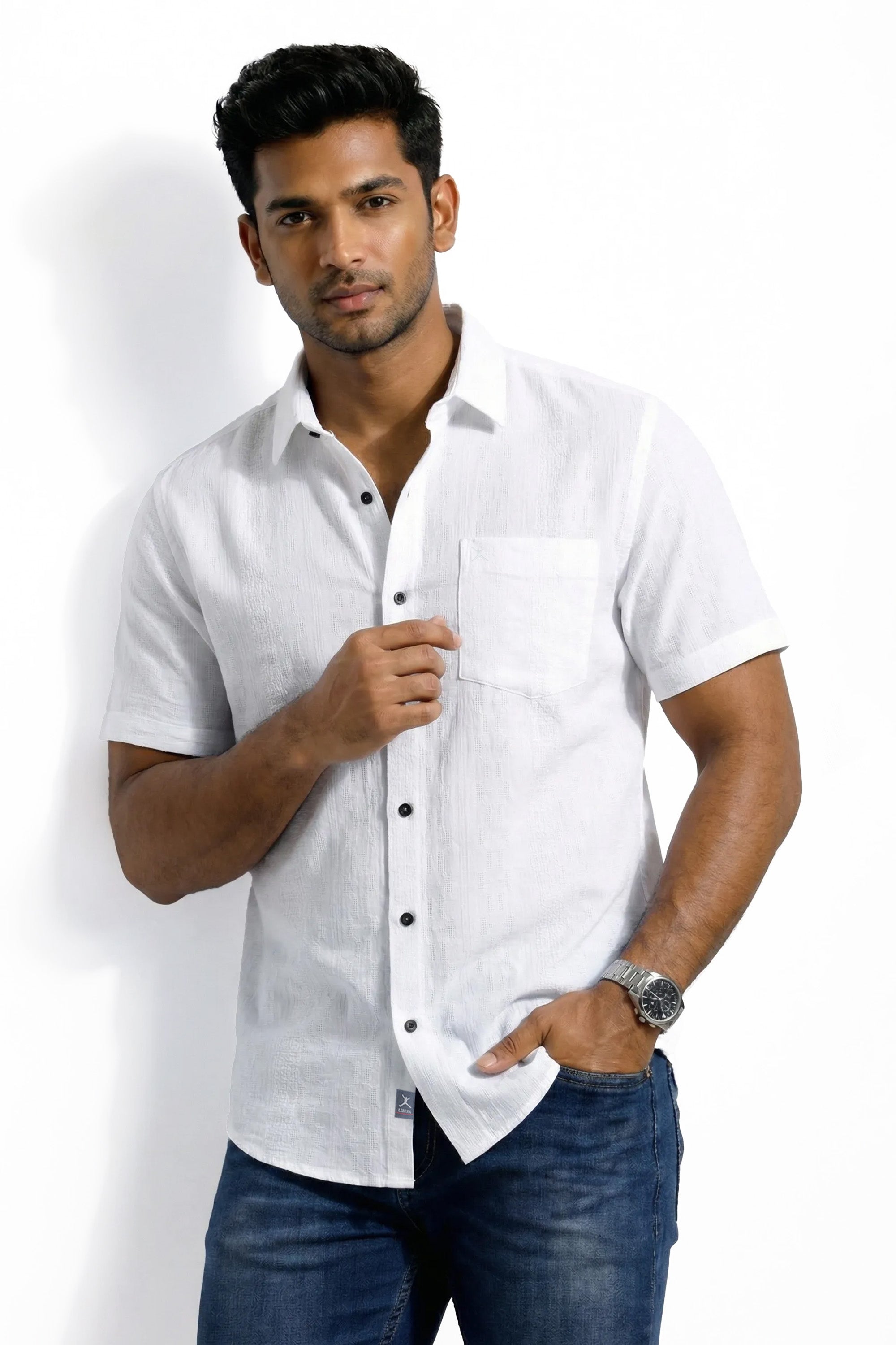 Slim Fit Cotton Plain S/S Shirt