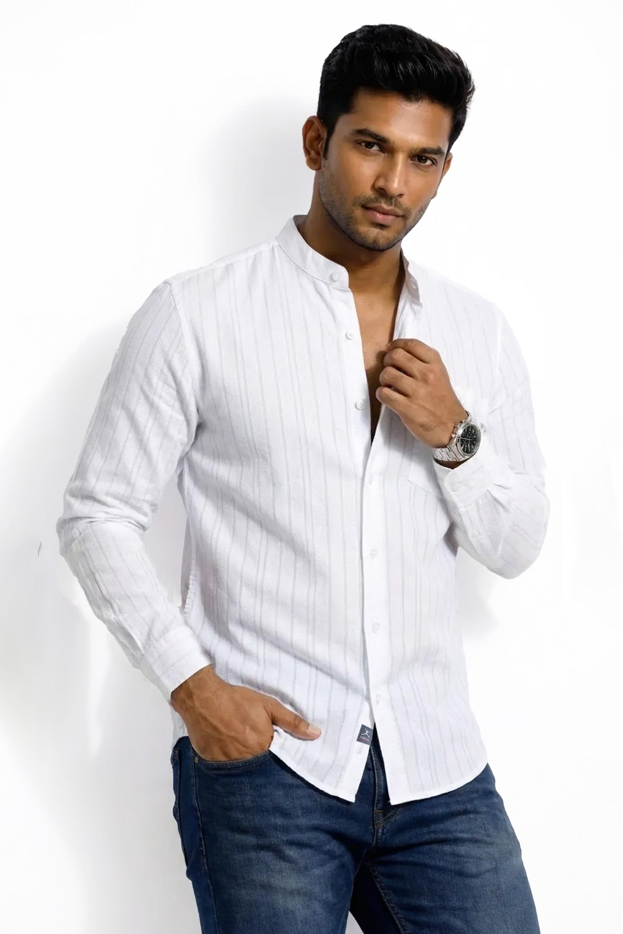 Slim Fit Cotton Plain L/S Shirt