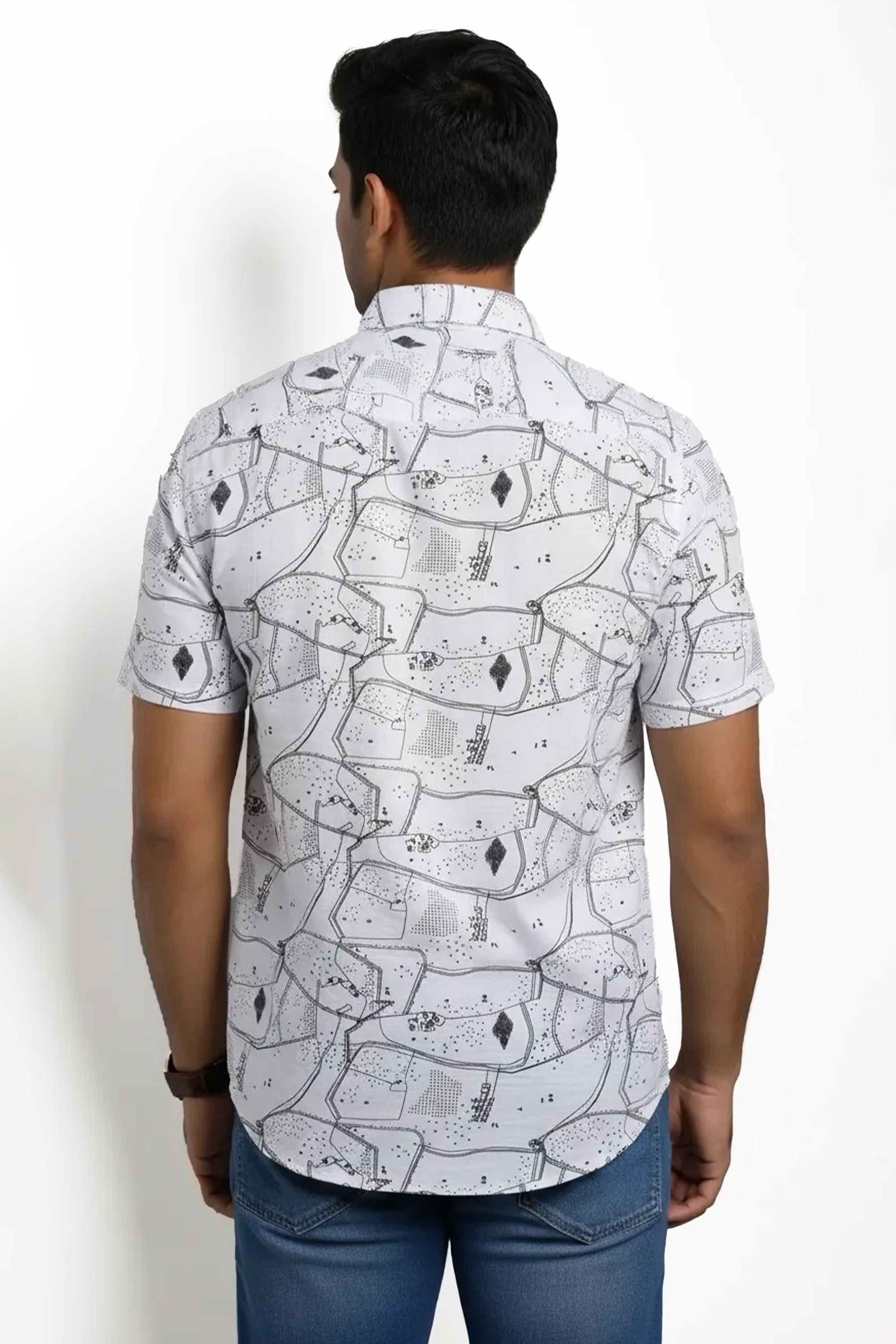 Slim Fit Cotton Printed S/S Shirt
