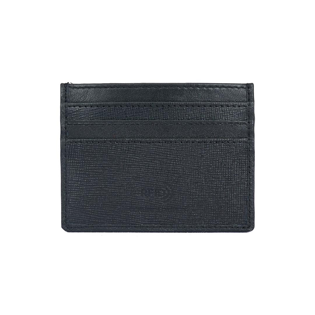 RFID Saffiano Leather Card Wallet - Black