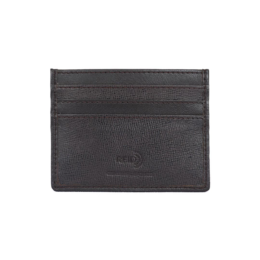 RFID Saffiano Leather Card Wallet - Coffee Brown