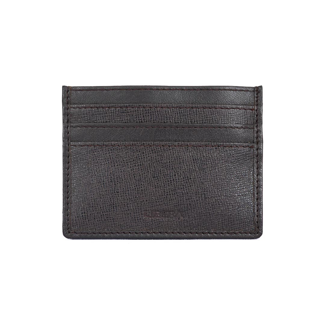 RFID Saffiano Leather Card Wallet - Coffee Brown