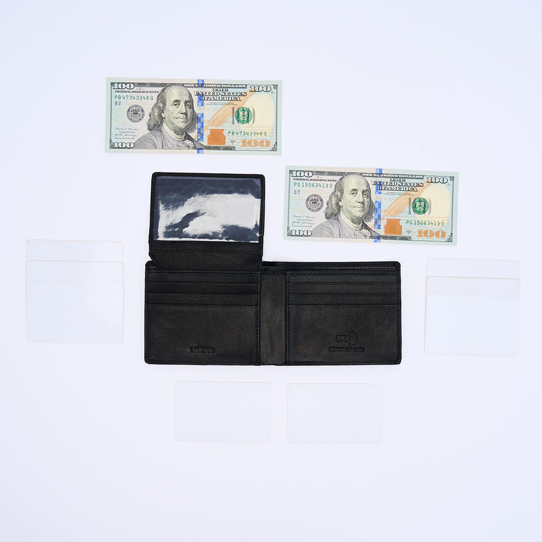 Genuine Leather RFID Wallet - Black