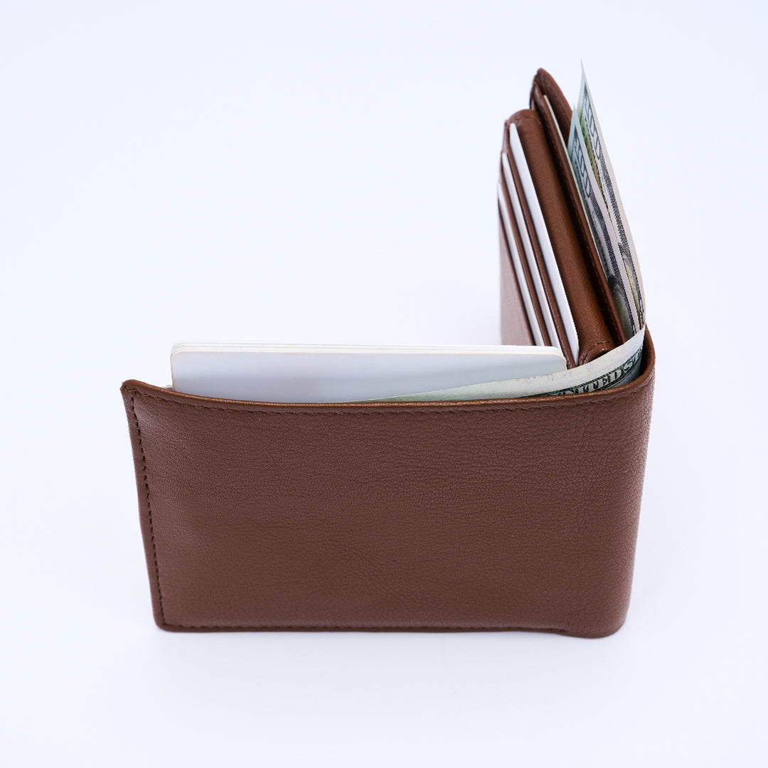 Genuine Leather RFID Wallet - Tan