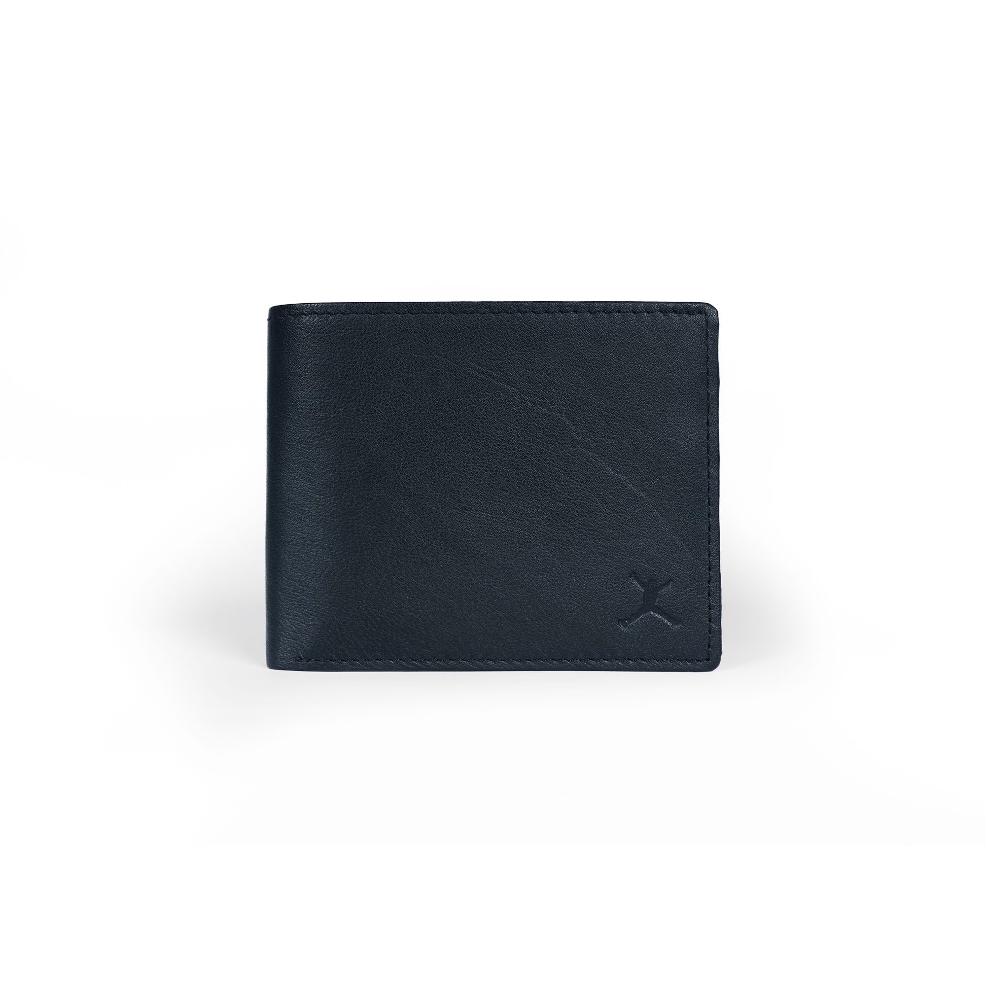 Genuine Leather RFID Coin Pocket Wallet - Navy Blue