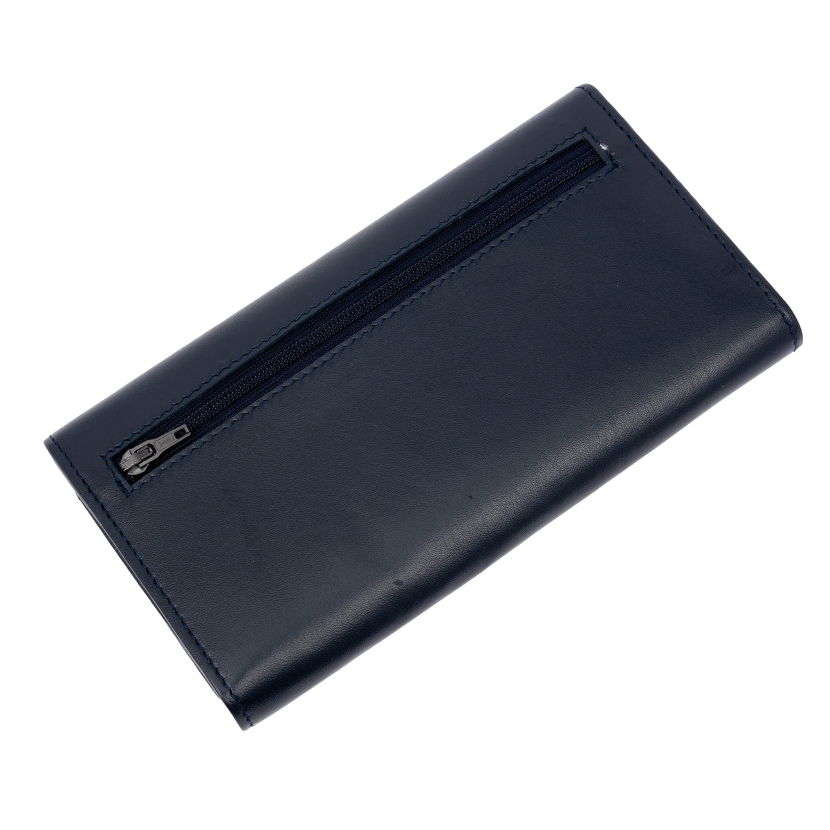 Italian Leather RFID Ladies Wallet - Navy Blue