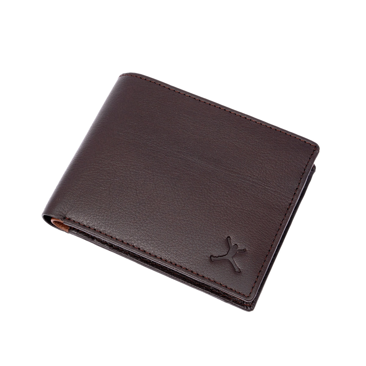 Genuine Leather Two Toned Coin Pocket Wallet - Coffee Brown | Tan