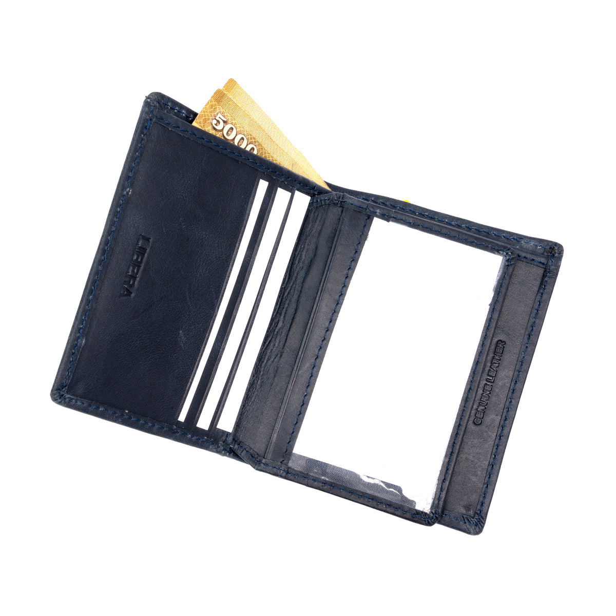 Italian Leather RFID Hip Wallet - Navy Blue