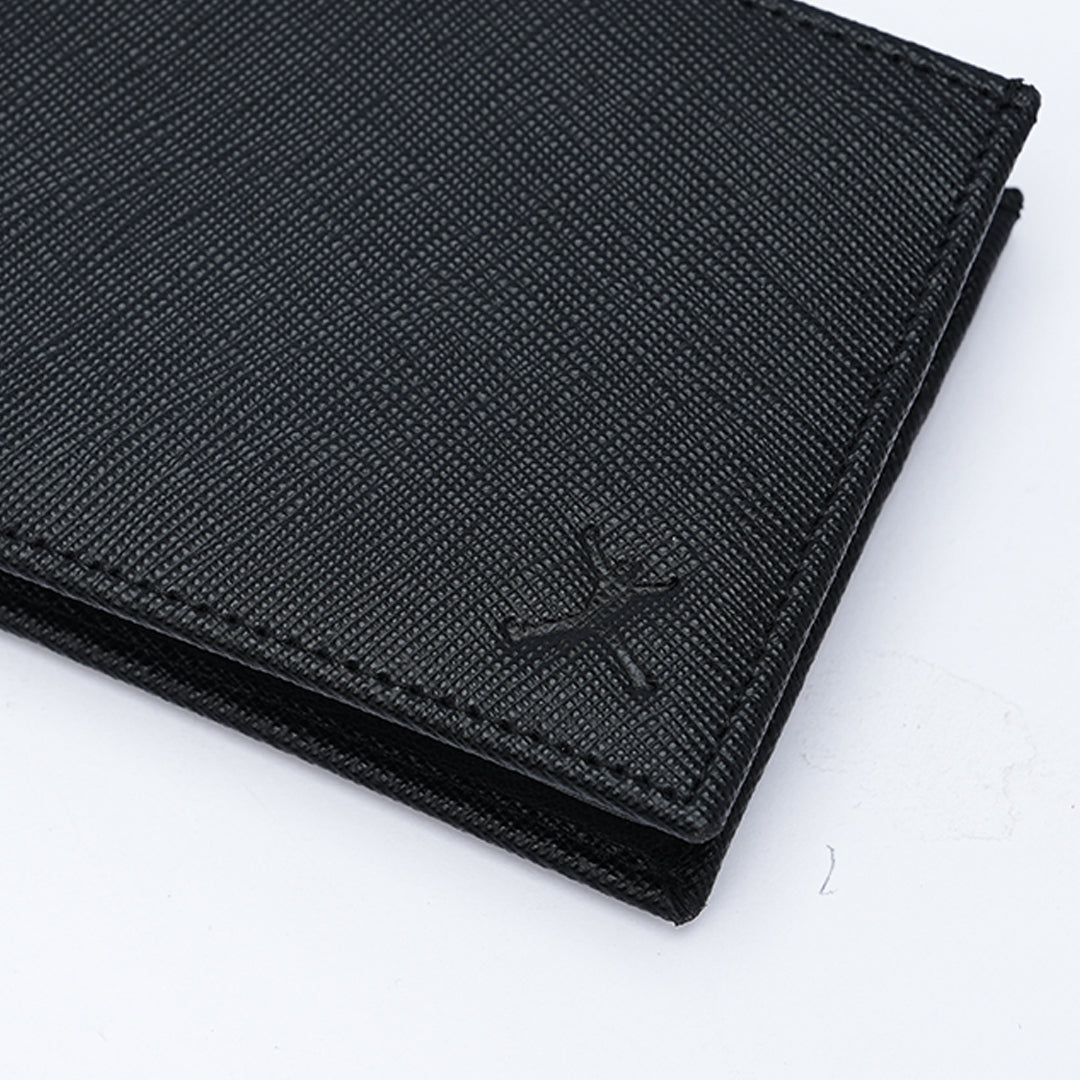 Italian Saffiano Leather RFID Wallet - Black