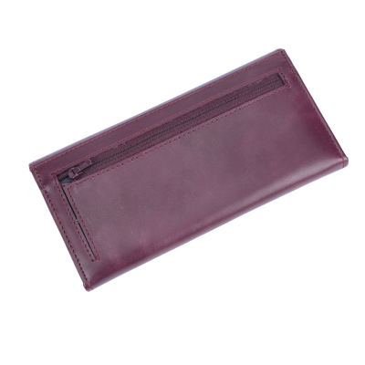 Italian Leather RFID Ladies Envelope Clutch Wallet - Burgundy