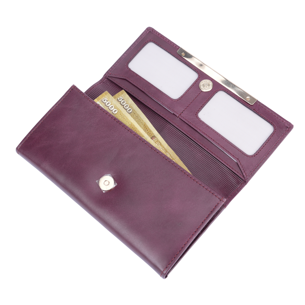 Italian Leather RFID Ladies Envelope Clutch Wallet - Burgundy