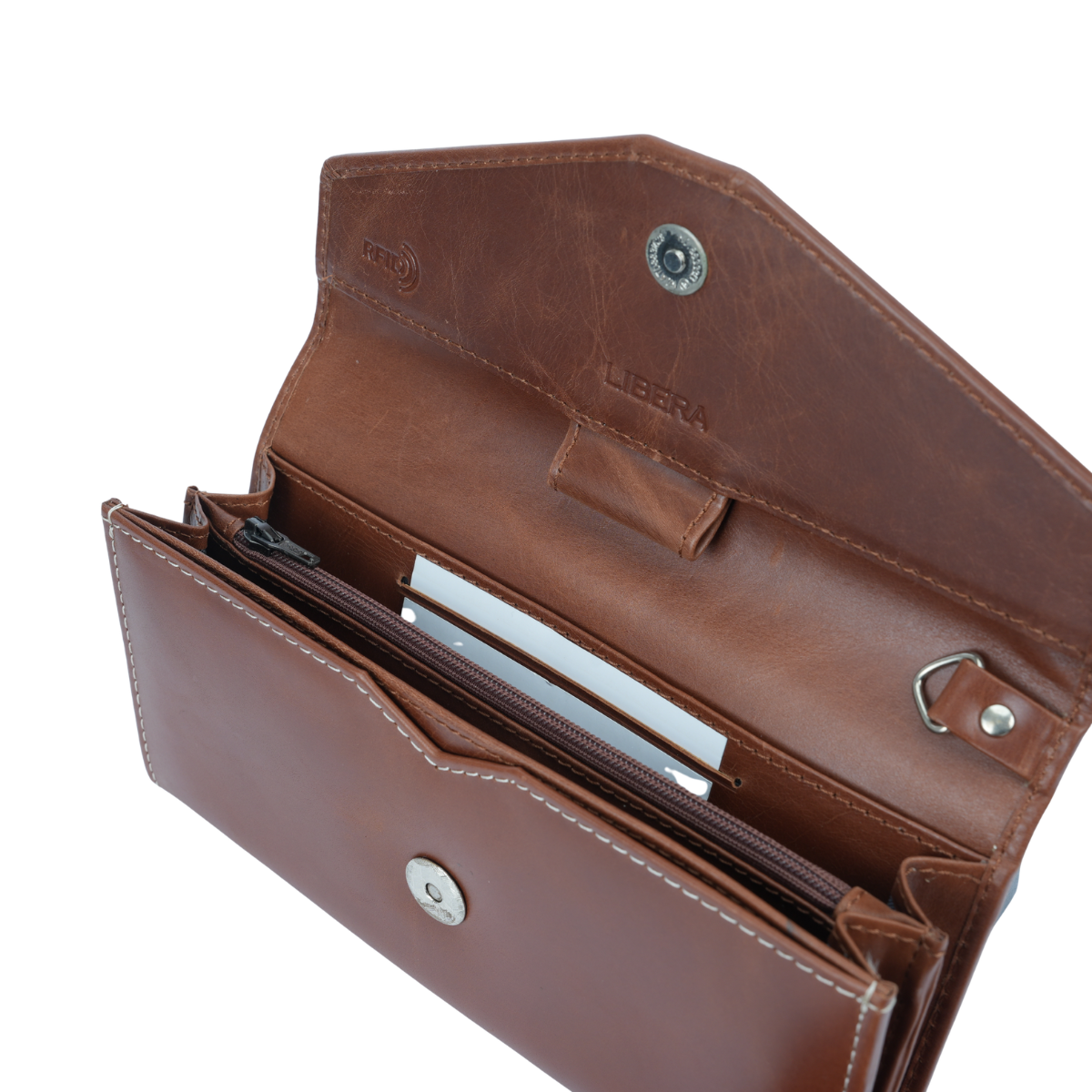 Italian Leather RFID Ladies Envelope Clutch Wallet - Tan