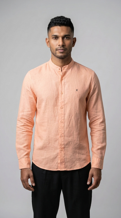 Slim Fit Plain Linen Chines Color L/S Shirt