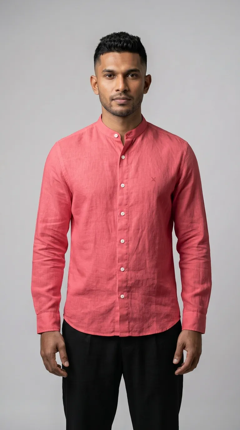 Slim Fit Plain Linen Chines Color L/S Shirt