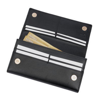 Italian Leather RFID Ladies Wallet - Black