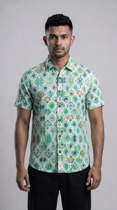 Slim Fit Cotton Printed Short Sleeve Shirt