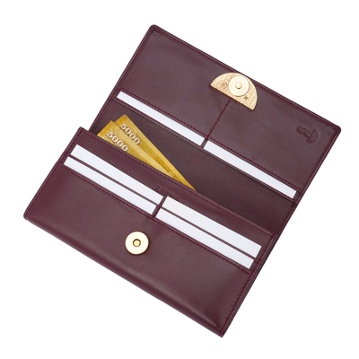 Italian Leather RFID Ladies Wallet - Burgundy