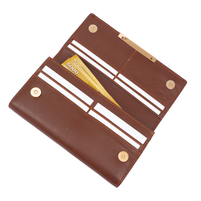 Italian Leather RFID Ladies Wallet - Tan