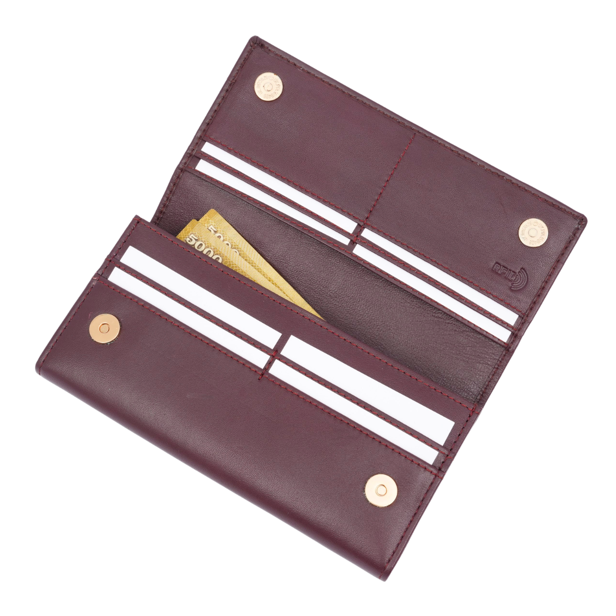 Italian Leather RFID Ladies Wallet - Burgundy