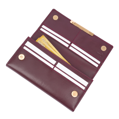 Italian Leather RFID Ladies Wallet - Burgundy