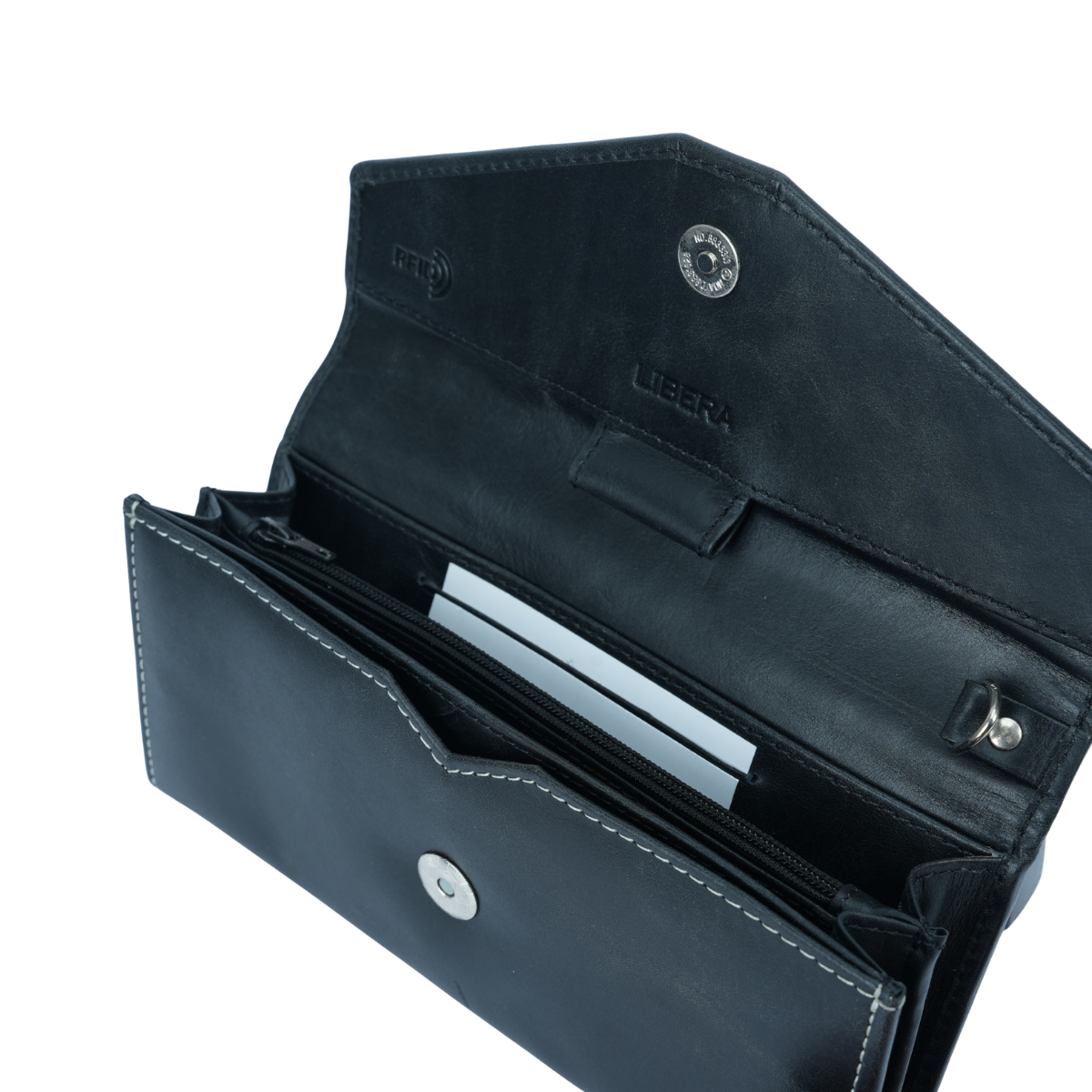 Italian Leather RFID Ladies Envelope Clutch Wallet - Black