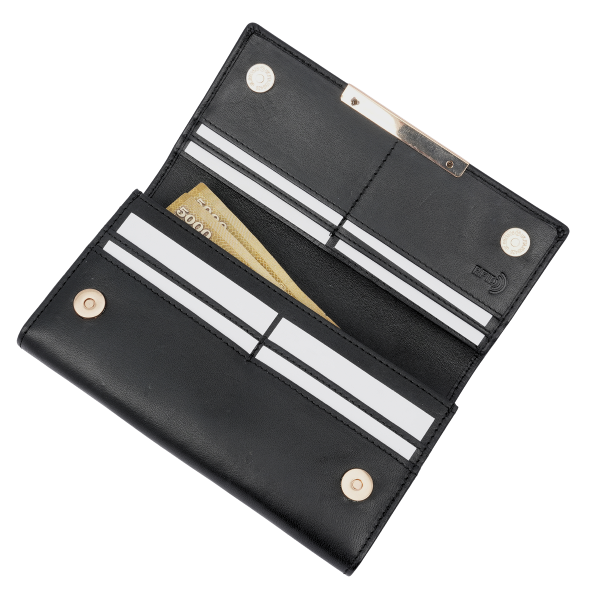 Italian Leather RFID Ladies Wallet - Black