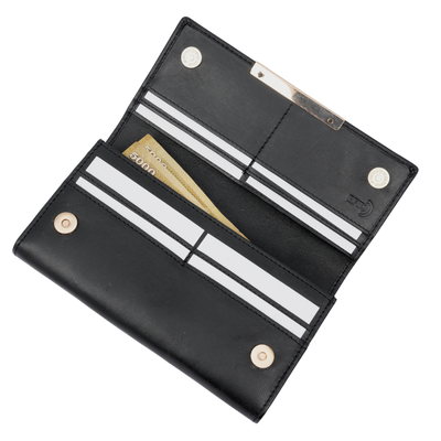 Italian Leather RFID Ladies Wallet - Black