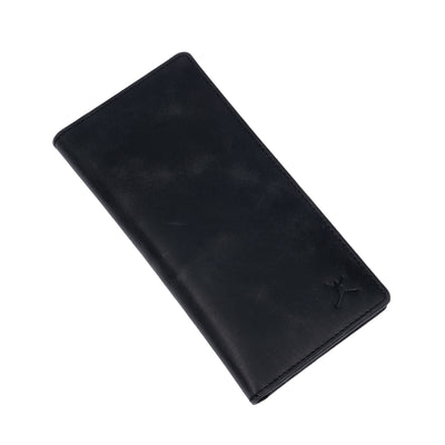 Italian Leather RFID Long Wallet - Black