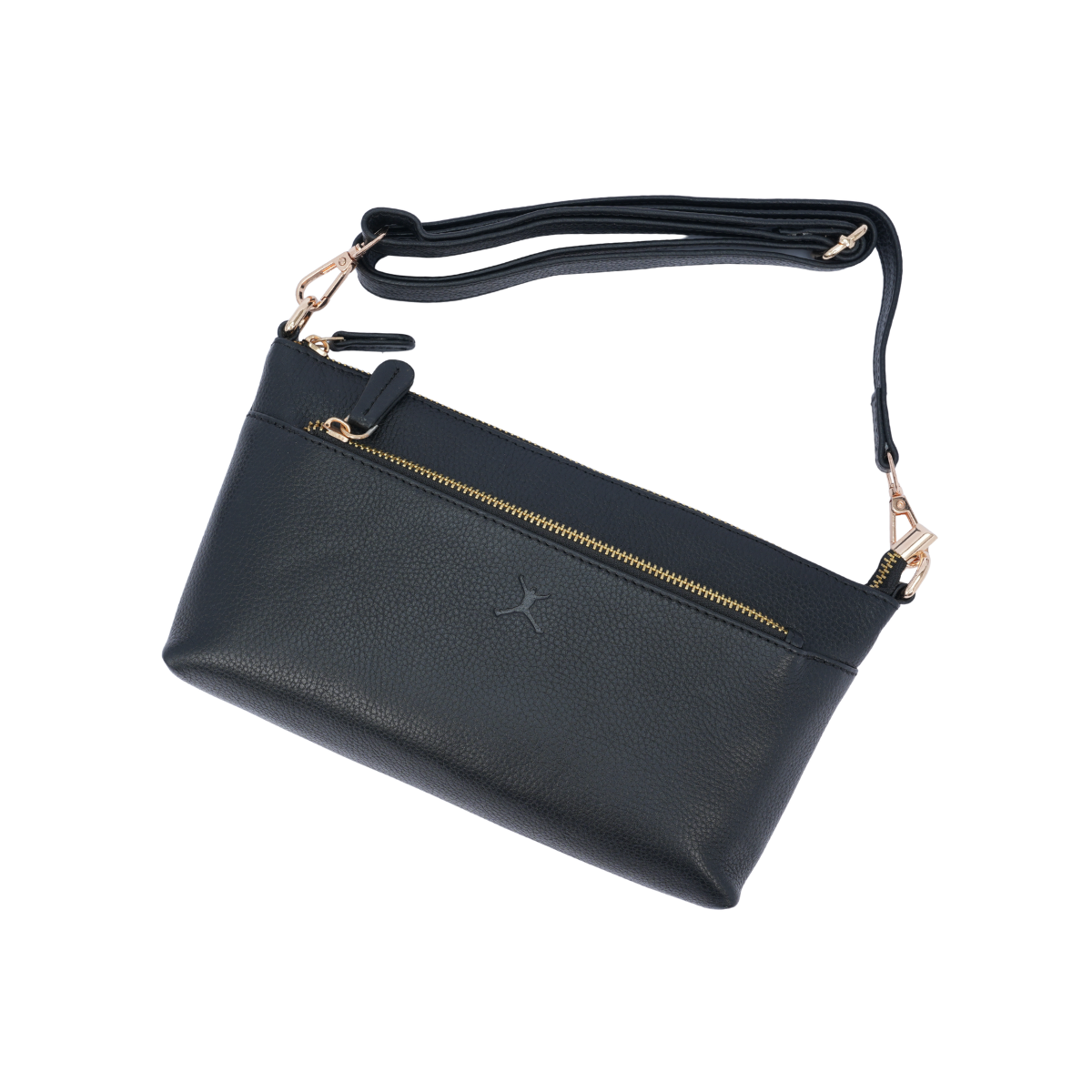 Italian Leather Ladies  Crossbody Handbag - Black