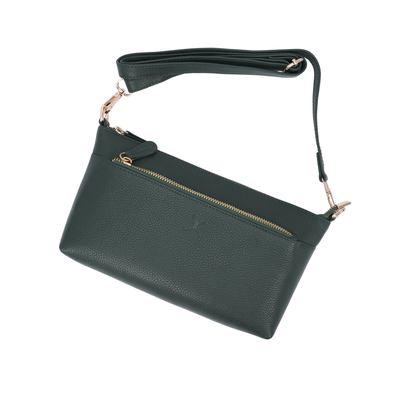 Italian Leather Ladies  Crossbody Handbag - Green
