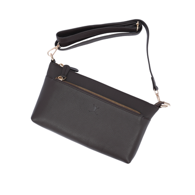 Italian Leather Ladies  Crossbody Handbag - Coffee Brown