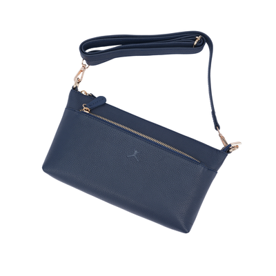 Italian Leather Ladies  Crossbody Handbag - Navy Blue