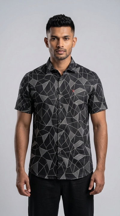 Slim Fit Printed Short Sleeve Shirt