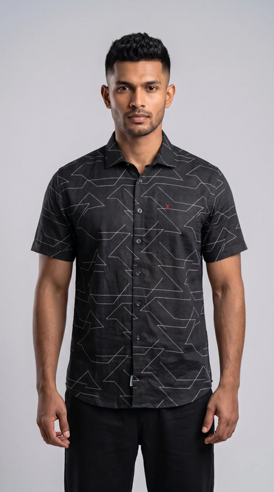 Slim Fit Printed Short Sleeve Shirt