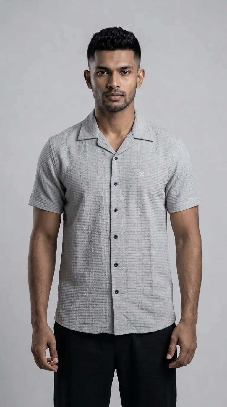 Slim Fit Cotton Plain Short Sleeve Shirt