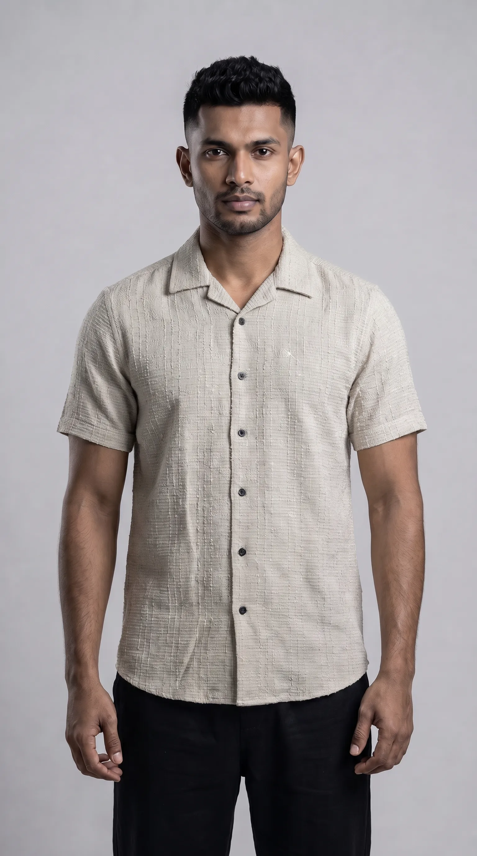 Slim Fit Cotton Plain Short Sleeve Shirt